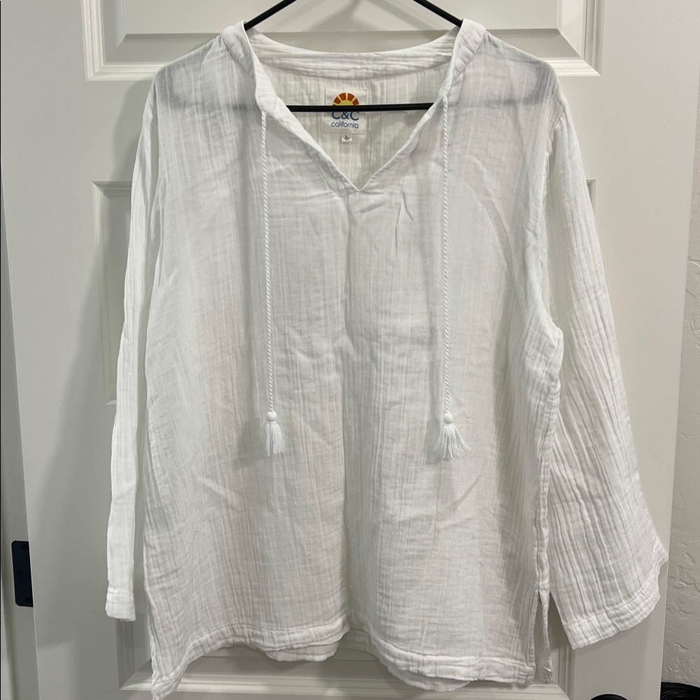 C&C California White Shirt with Tie Detail